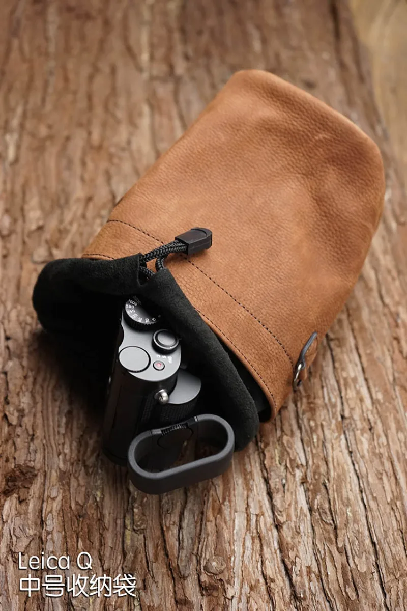 Handmade Genuine Leather Camera Case Bag in Brown Color