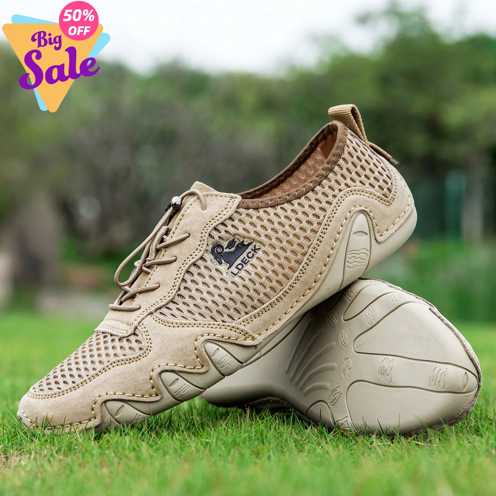 

Летние мужские кроссовки LDECK: новые дышащие повседневные туфли из сетки, однотонные, для вождения, на плоской подошве с эластичной лентой, для активного отдыха