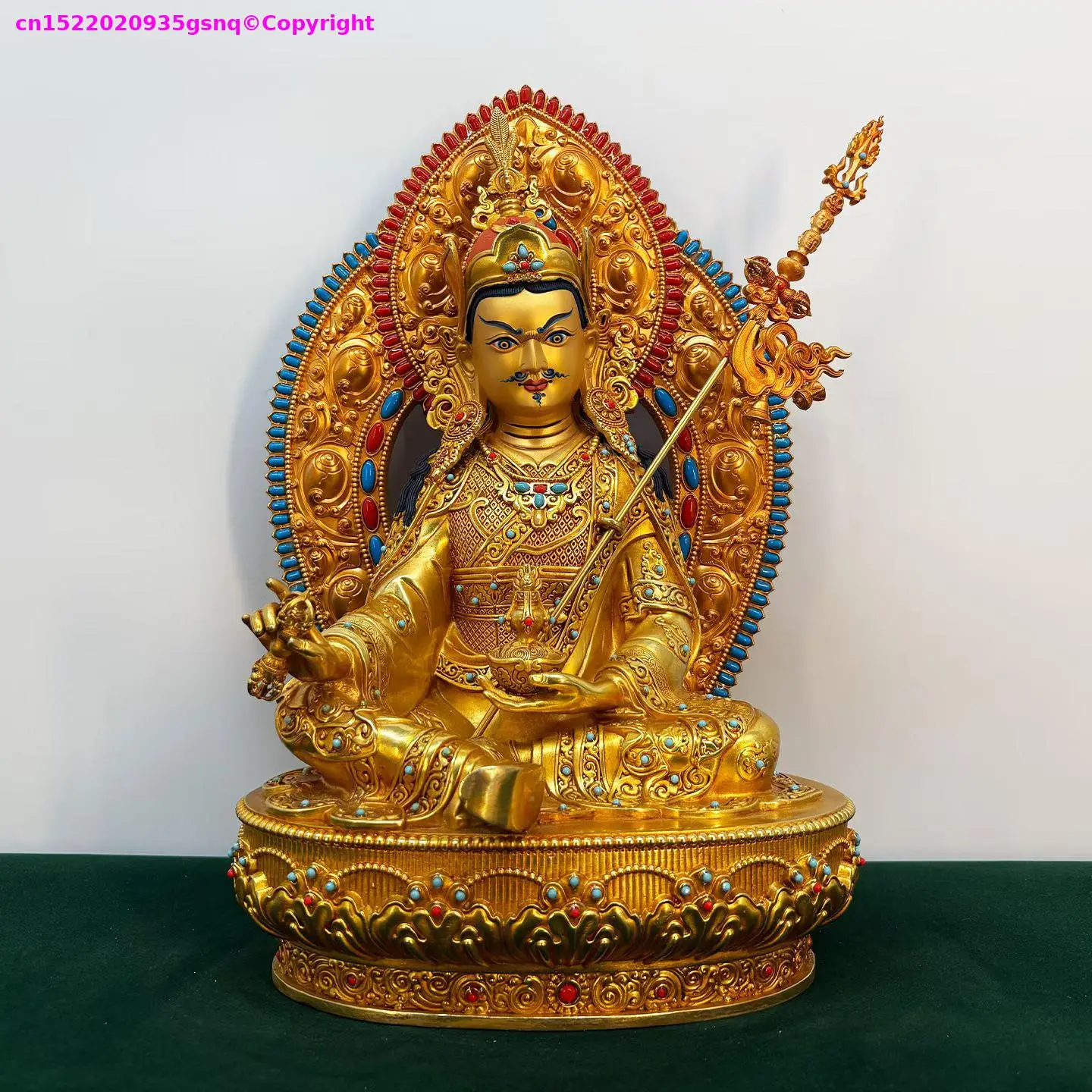 large Exquisite buddha statue TOP Copper figure of Buddha Nepal tibet tara Guru Guardian Buddhist monk sacrifices worship
