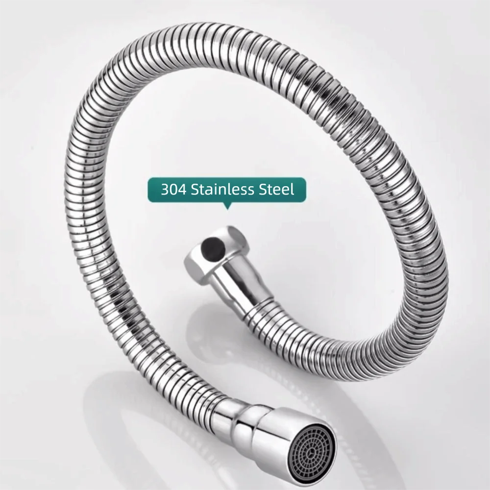 Stainless Steel Universal Faucet Extender 360° Rotation Bendable Hose Faucet Sprayer Head Anti-Splash Design