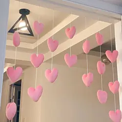 New Heart Shaped Curtain Door Hanging Decoration Cute Korean Style Nylon String Pendant Girls Room Decor Women Kawaii Gift