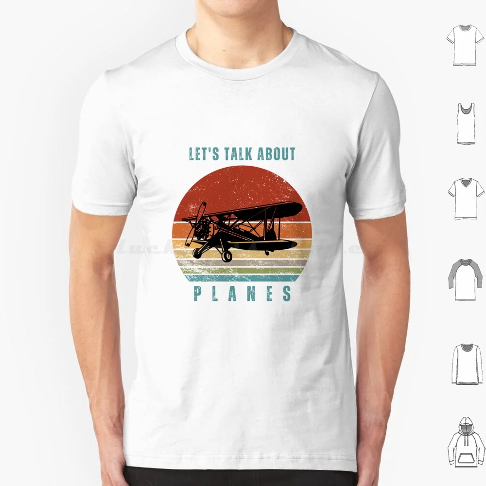 Let's Talk About Planes T Shirt Cotton Men Women DIY Print Biplane Vintage Biplane Planes Airplanes Jets Id Rather Be Flying