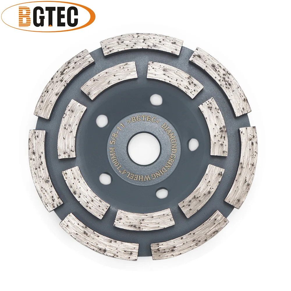 

BGTEC 1pc Diamond Double Row Grinding Cup Wheel 100/115/125/180mm 5/8-11 Thread Concrete Masonry Granite Marble 4/4.5/5/7inch