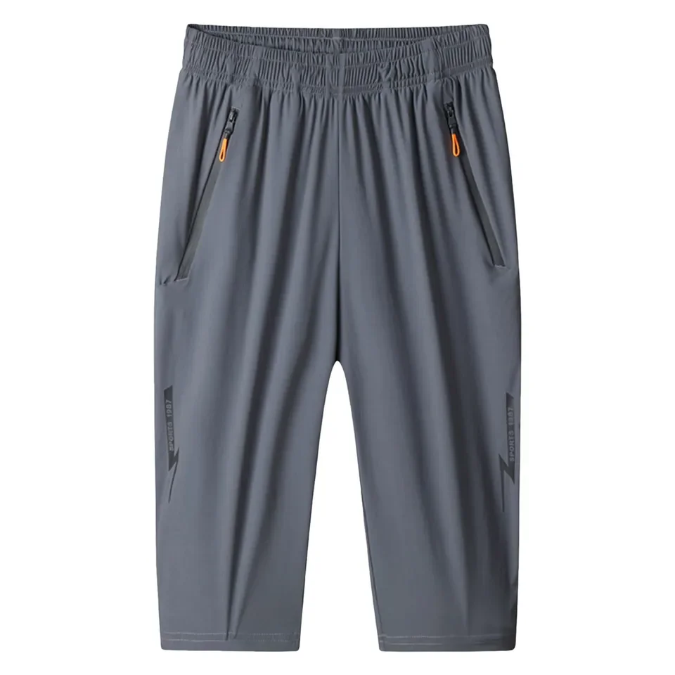 夏用メンズアイスシルクショーツ速乾カジュアルジムショーツ男性用伸縮性スポーツクロップドパンツファッションフィットネスショーツ男性服8XL