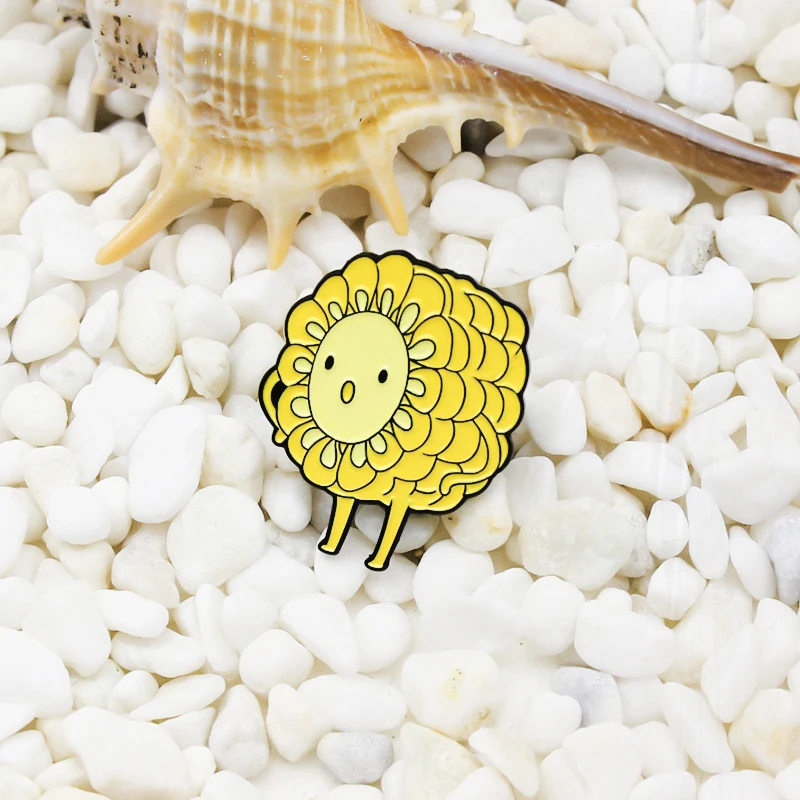 beans Funny Vegetables Baby Pines Bag Clothes Lapel Jewelry Gift For Kids Green Peas Yellow Corn Enamel Brooch Sunflower Soya