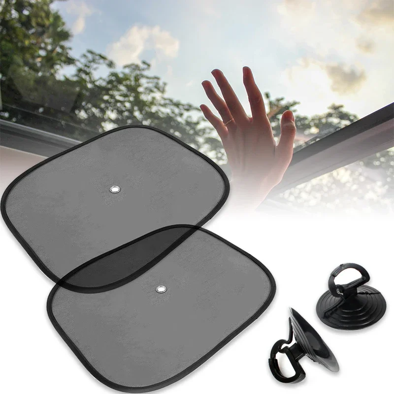 1Pair Car Window Sunshade Cover Sun UV Protection Auto Front Rear Black Window Curtain Side Glass Mesh Sunshades Accessories
