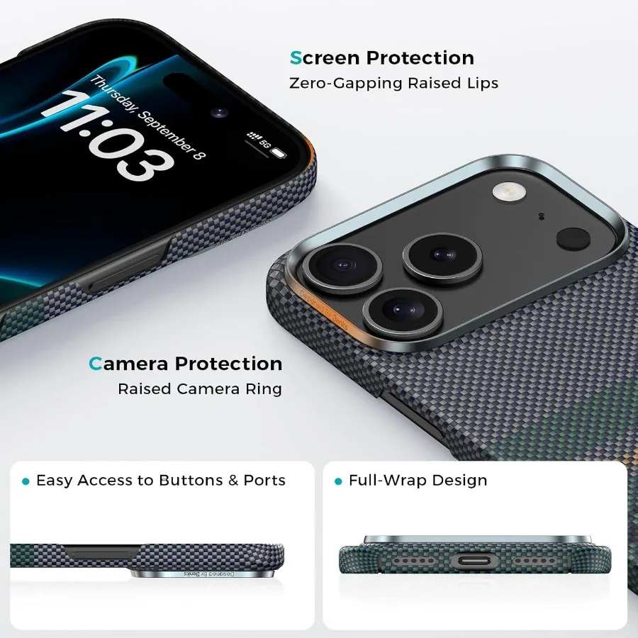 Per iPhone 17 Pro Max Custodia compatibile con Magsafe Aurora ArmorAir Custodia minimalista leggera ultra sottile costruita con Dupont