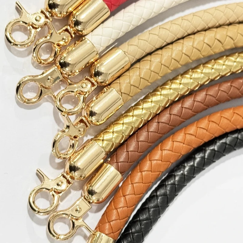 بو الجلود مضفر DIY حقيبة حزام استبدال قابل للتعديل حقيبة يد حزام سلسلة أبازيم معدنية ألوان متعددة لإكسسوارات المحفظة