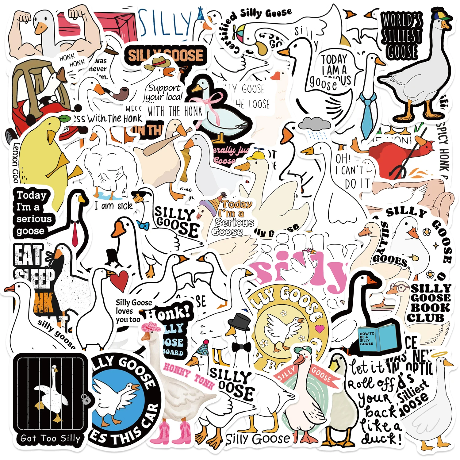 50pcs Funny Spoof Cartoon Silly Goose Graffiti Stickers For Laptop Water Bottle Luggage Notebook Phone Waterproof Vinyl Decals﻿