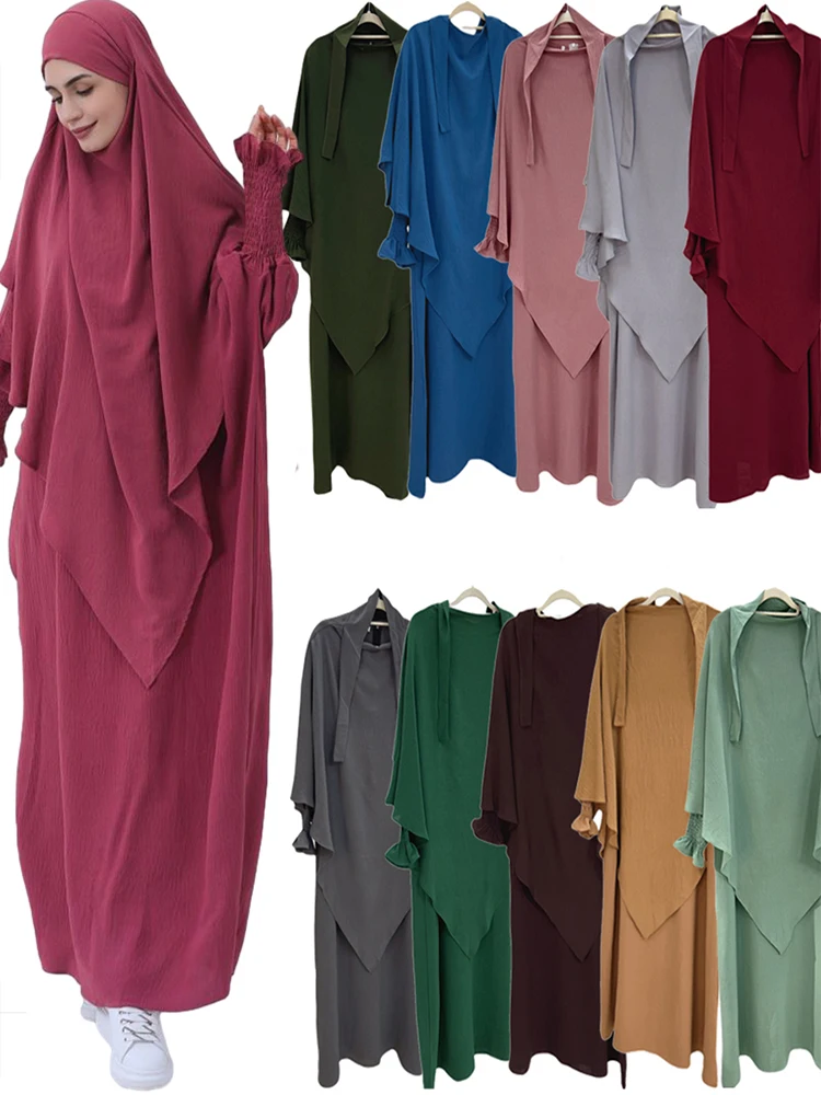 

Женское мусульманское платье-хиджаб с капюшоном, молитвенная одежда Ид, Абая, длинное химар, полное покрытие, платье Рамадана, платье Абая, исламская одежда