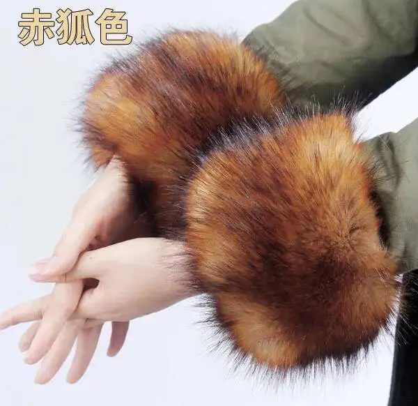 Faux Fur Cuff Warmer Lady Natural Fur Sleeves For Women Furry Luxury Jackets Oversleeve High Quality Wrist Wristbands