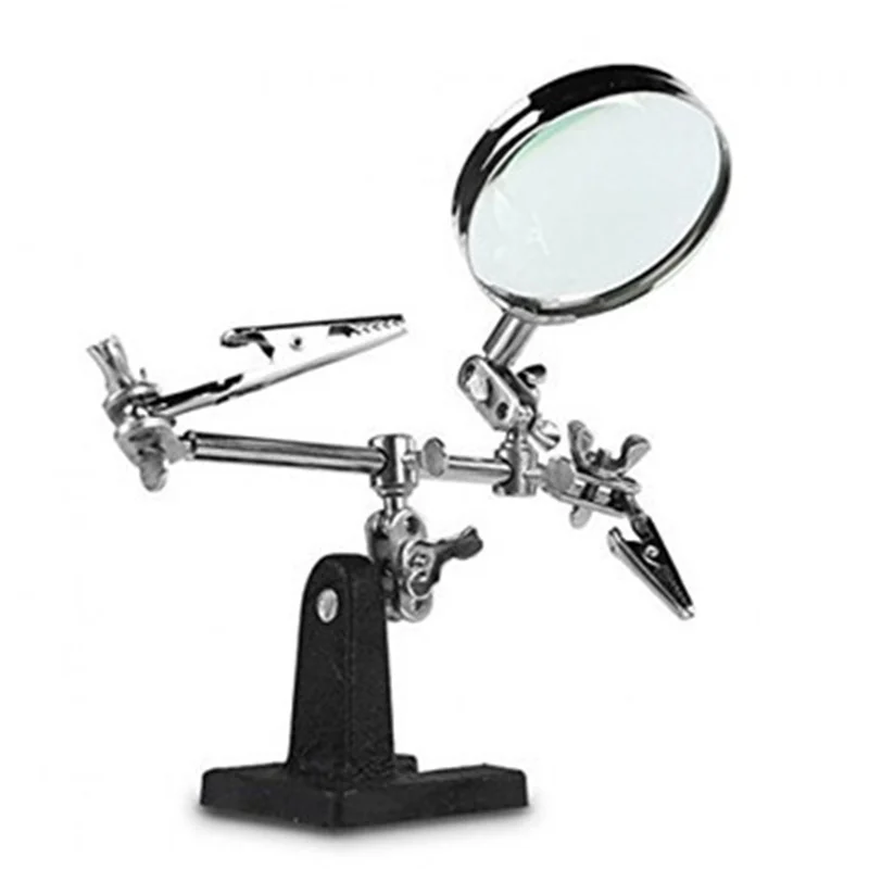 Soporte de soldador de tercera mano, abrazadera de ayuda, Clip de escritorio con lupa auxiliar, herramientas de soldadura para joyería, 2.5X