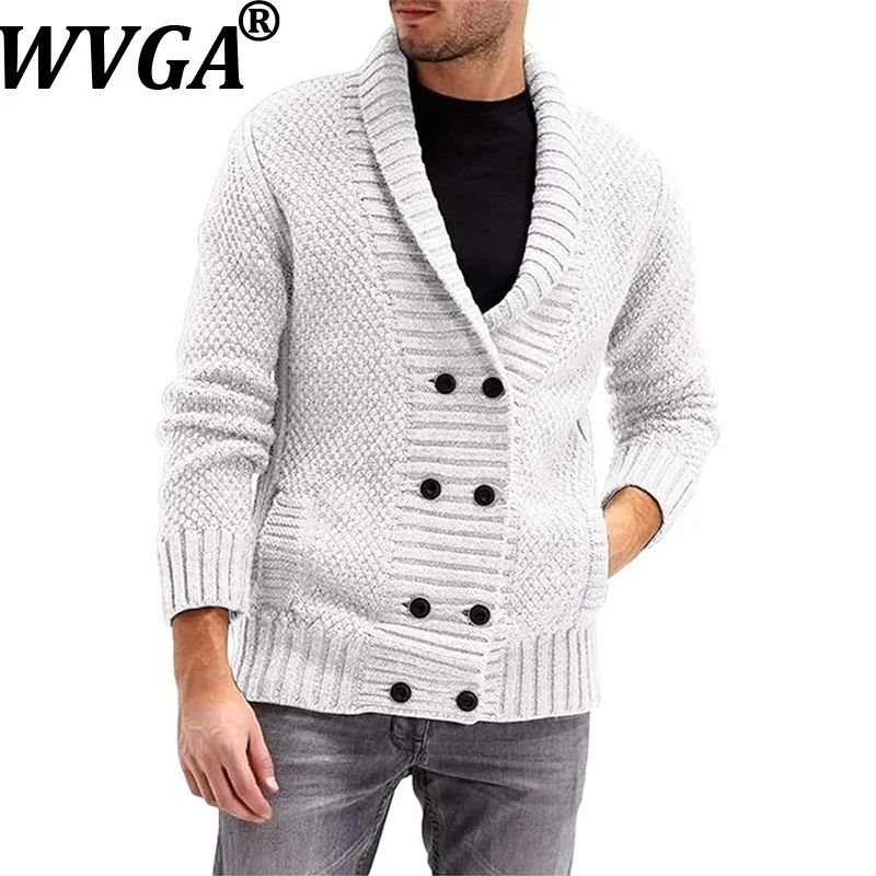 

WVGA Autumn Winter New Man Knitted Long Sleeve Sweatercoat Fashion Simple Casual High Street Vintage Comfortable Cardigan W11955