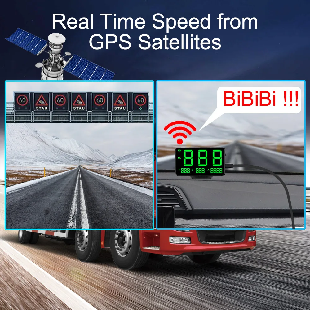 Car Head Up Display Big Fonts LED Display Car GPS Speedometer Car styling Altitude Display Projector C60s/C80 Odometer KM/h MPH