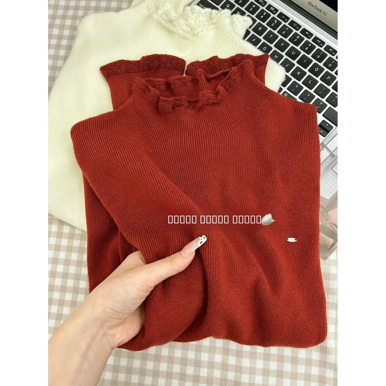 

Ankela Red Women's Long Sve Knitted Base irt Soft Cozy Stand Collar Autumn Winter Korean Sle Simple Top Commute Sle ...