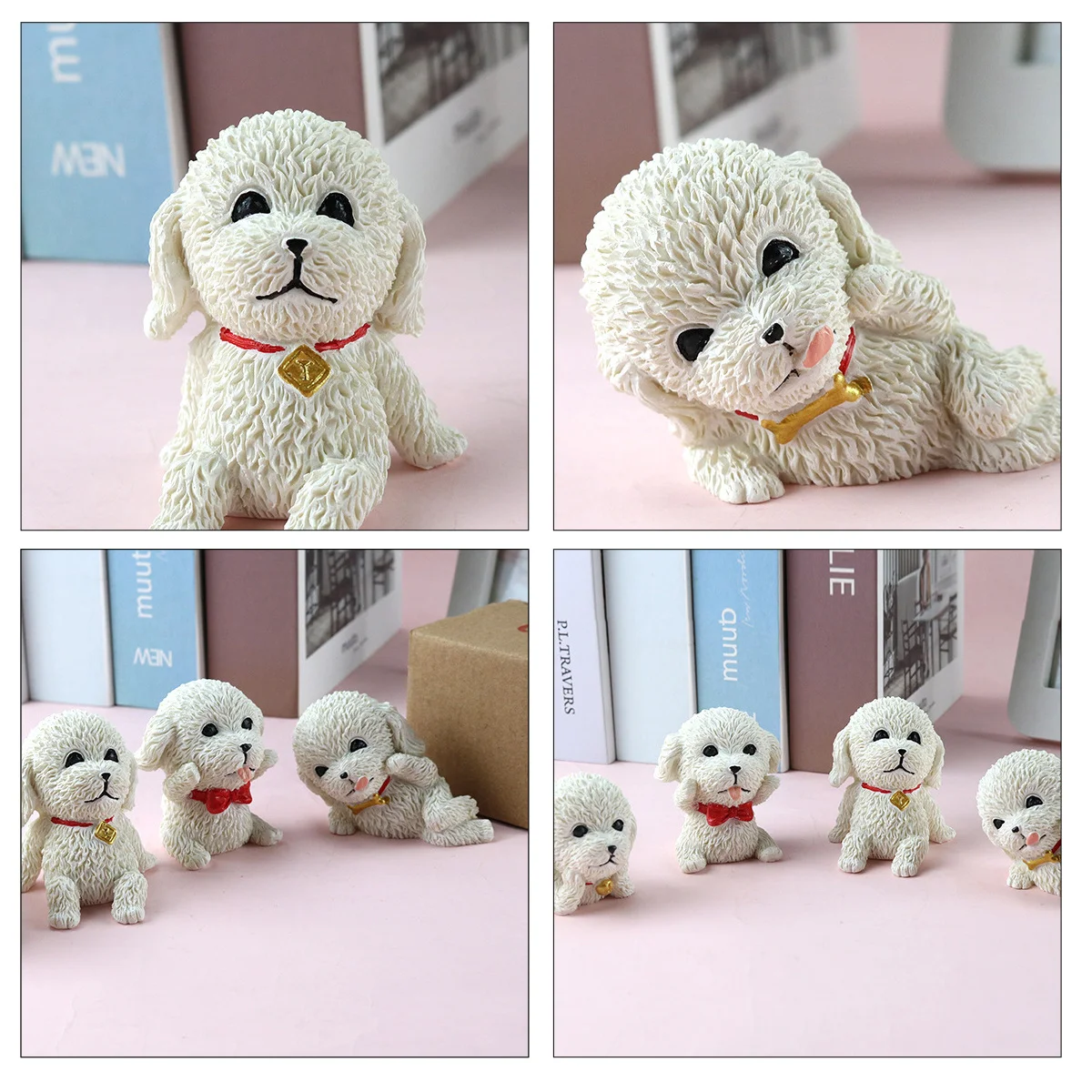

4Pcs Puppy Resin Art Dog Ornaments Creative Desktop Decoration Exquisite Resin Craft Figurines Unique Home Decor
