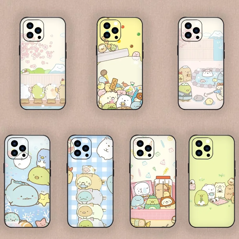 Cute S-Sumikkogurashi Phone Case For Samsung S24 S23 S22 S21 S20 Plus Ultre Note S20 FE Black Shell