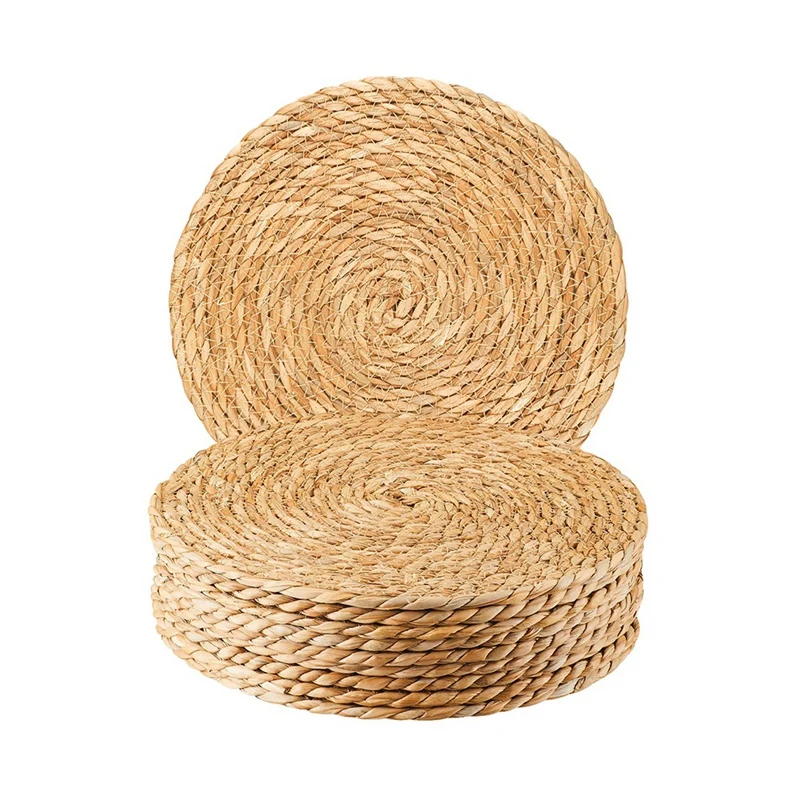 Round Woven Placemats Set Of 10, 12 Inch Boho Rattan Placemats Hand-Woven Placemats, For Dining Table,Home,Wedding