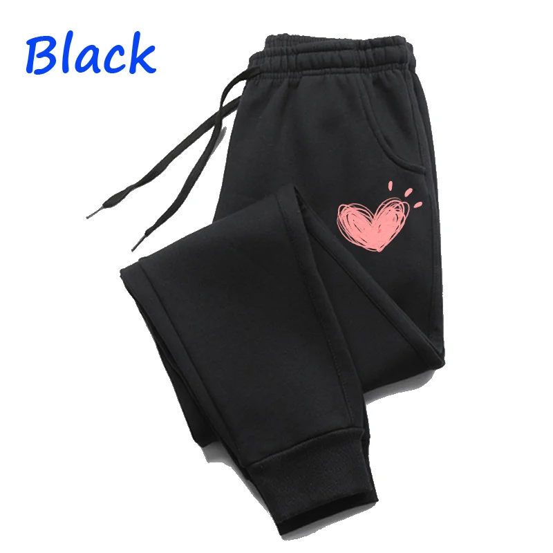 2026 Women Cute Heart Printed Sweatpants Autumn Winter Cotton Long Pants Jogger Trousers Casual Sports Fitness Women Sweat Pants