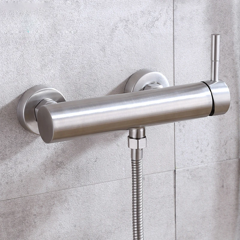 

Stainless Steel Wall Mount Shower Faucet Bathroom Cold Hot Water Mixer Manual Control Plumbing Valve Switch with Handheld Spray