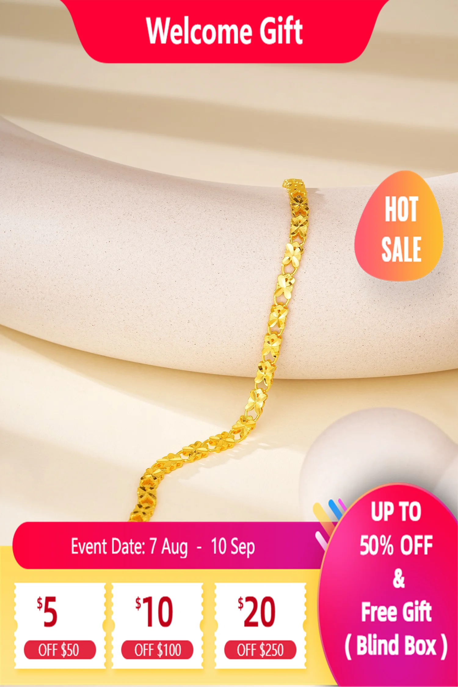 

LiumGems 24k Gold Vermeil 925 Sterling Silver Personalized Chunky four leaves Chain Bracelets for Toggle Rope Bracelet Jewelry