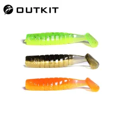 OUTKIT 10Pcs/lot Wobblers Rockfishing Soft Lures Rubber Soft Baits 4cm 1g Fishing Soft Worm Artificial Baits Bass Silicone Fish