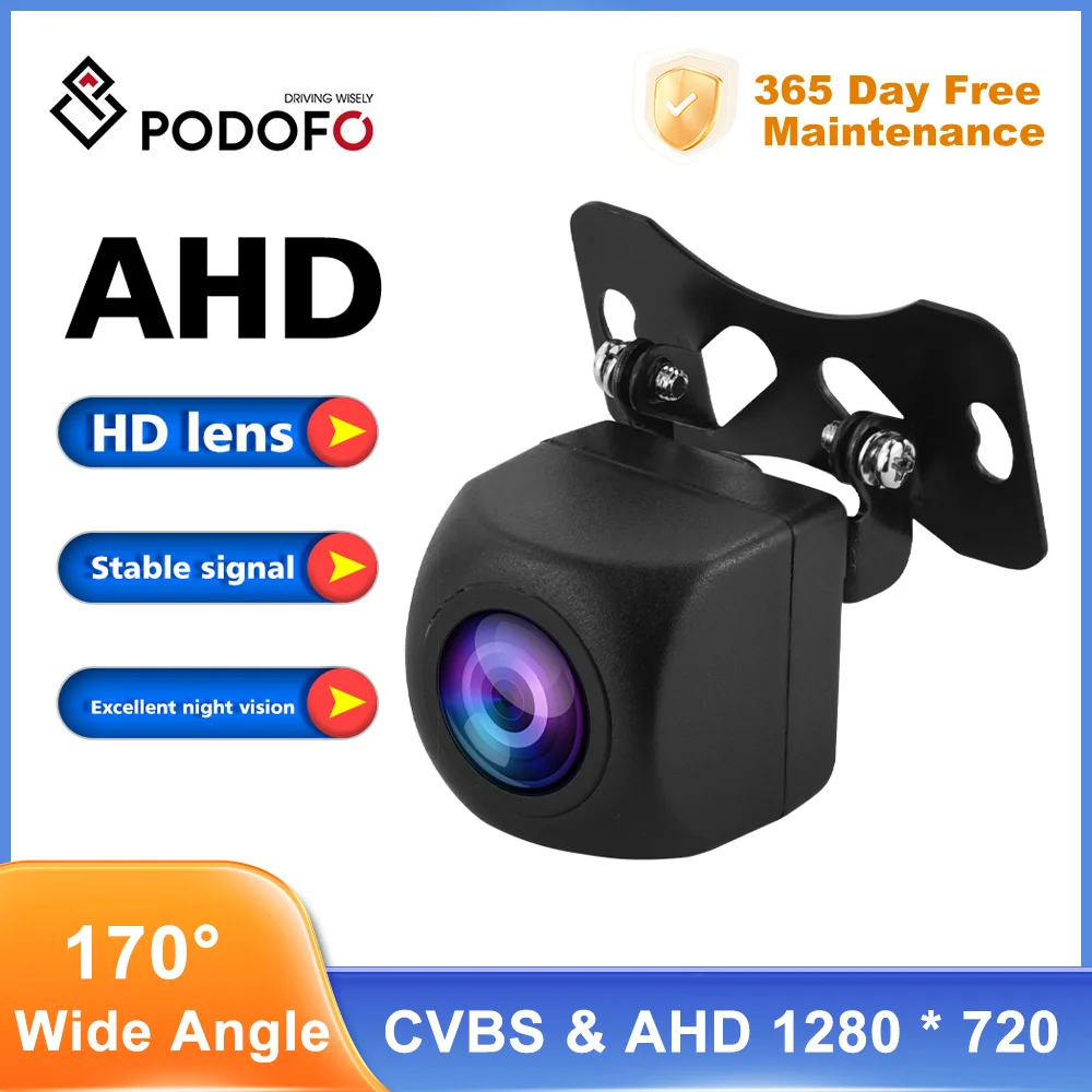 Podofo Car Rear View Camera AHD Night Vision Backup Parking Reverse Camera Universal Waterproof HD Color Image 