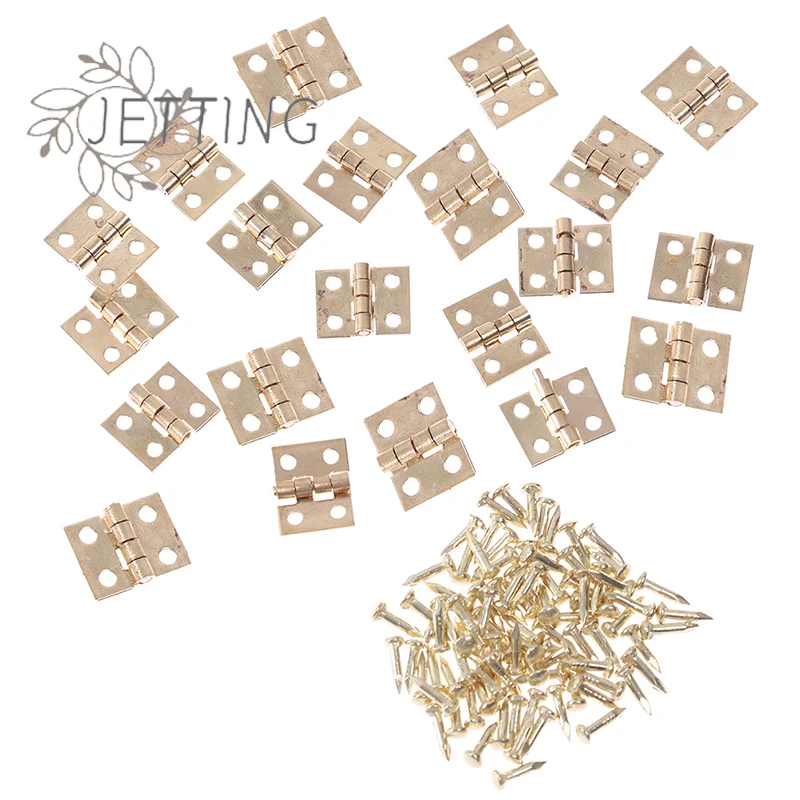 Hot 20pc Cabinet Door Hinges Brass Plated Mini Hinge Small Decorative Metal Hinge For 1/12 House Miniature Cabinet Furniture