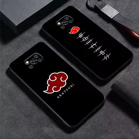 Cartoon Akatsuki Logo Case for Xiaomi Poco F1 C50 F3 C75 C61 C40 M3 M4 M7 Pro X3 X4 X5 X7 Pro C71 M5 Black Soft Phone Cover