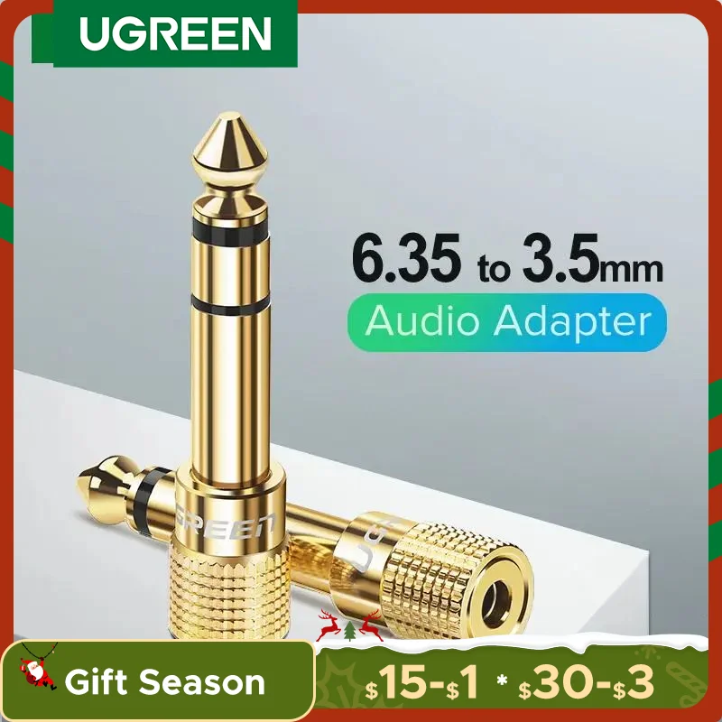 Ugreen-conector Jack 3,5 de altavoz, conector de Audio macho a hembra de 6,35mm, Cable auxiliar 3,5 para altavoz y guitarra, 3,5