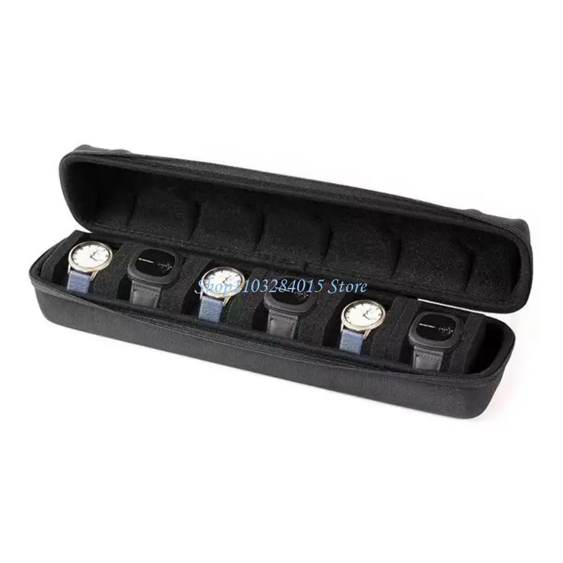 R6FF Shockproof Watch Holder Soft Lined Interior Small Organizers Design Zippered Closures 6 Watch Capacity for Watches