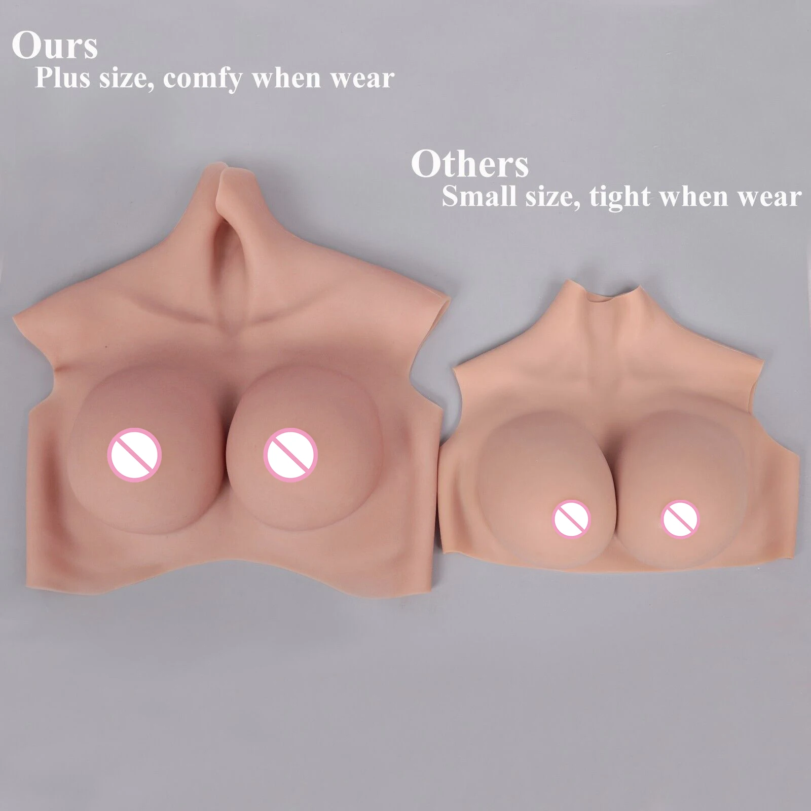 7th Pluse Size K Cup Silicone Breast Form Oil-Free Breastplate Fake Tits For Crossdresser Transgender Drag Queen Cosplay