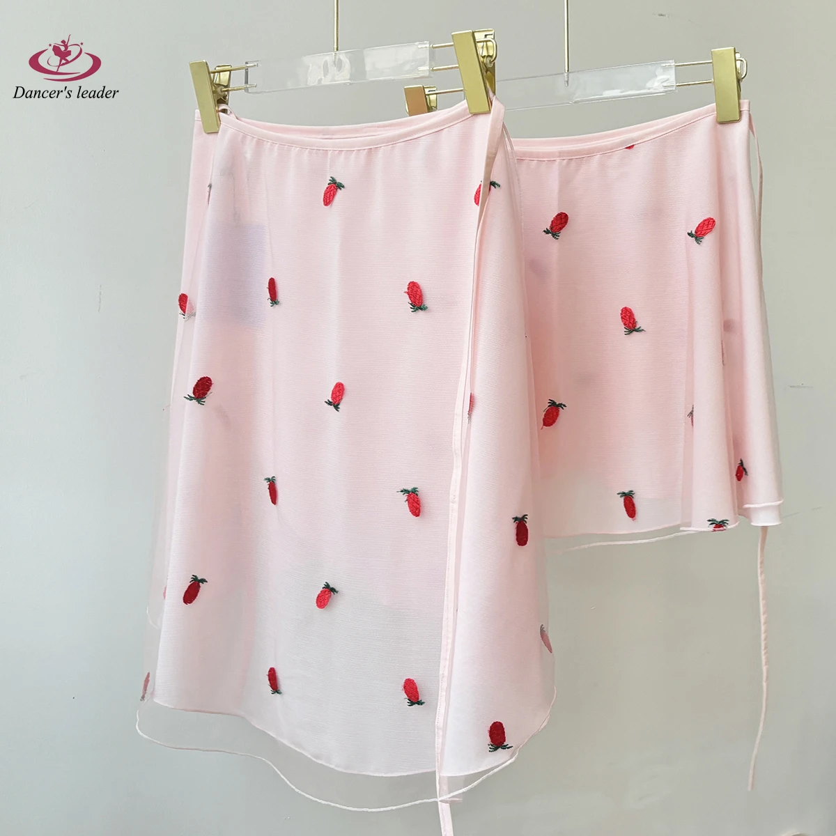 Saia de balé dupla camada abacaxi bordado saia de dança adulto macacão menina praticando ballet mini saia imagem