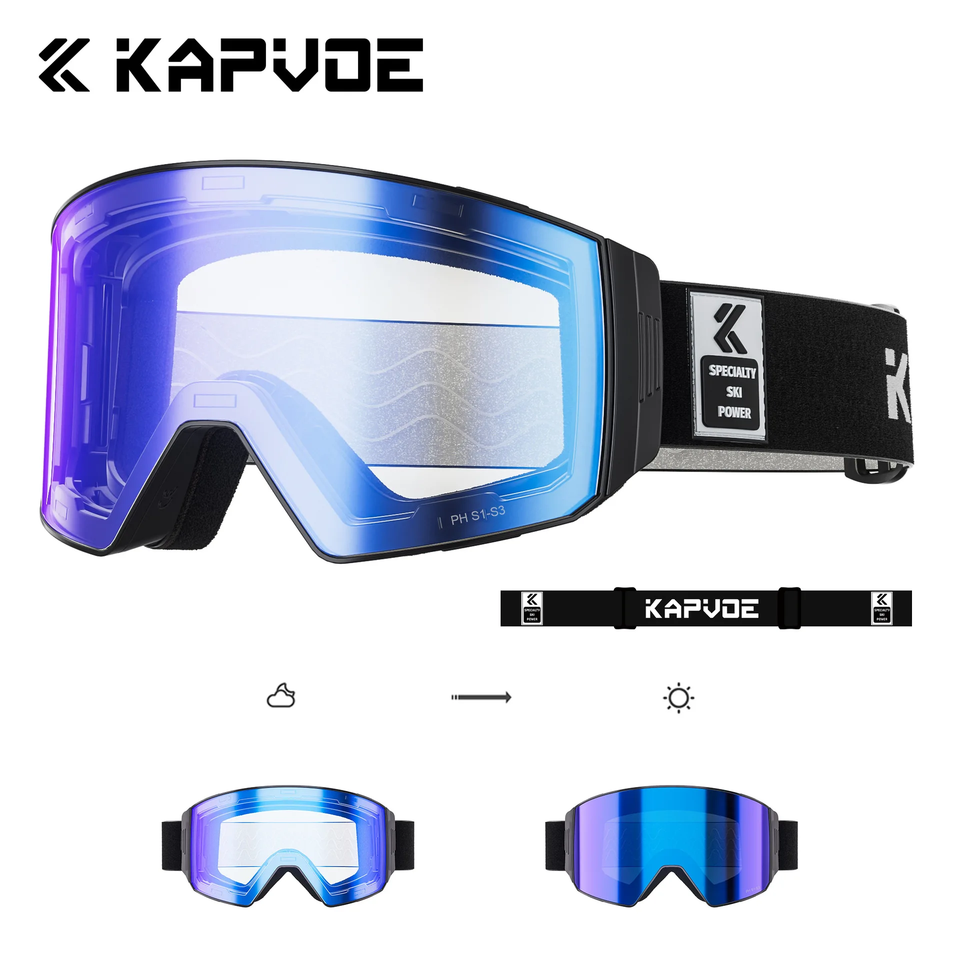 KAPVOE Ski Goggles for Cold Weather, Outdoor Sports, Snowboarding, Snow Skiing, Windproof, Anti-Fog