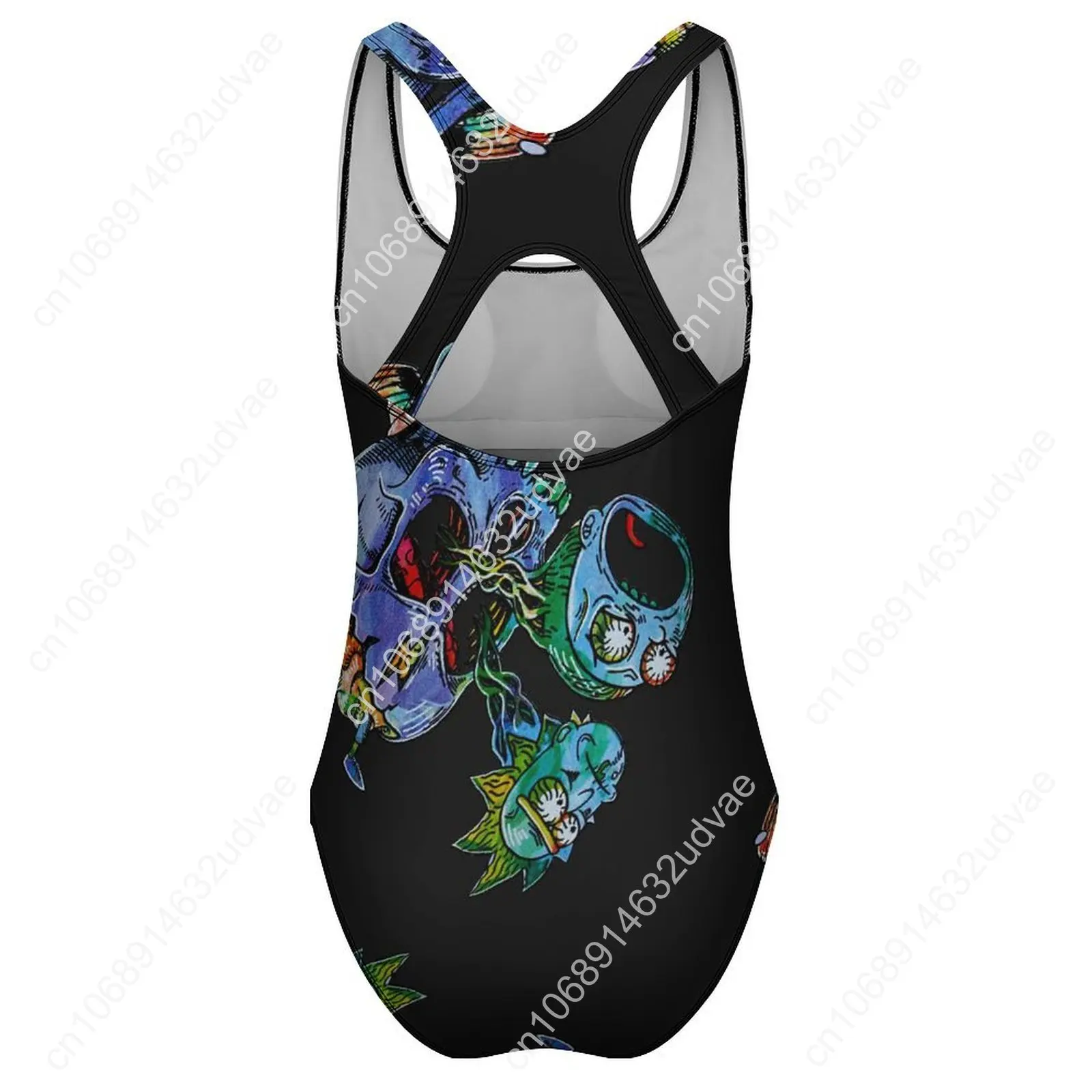 กะโหลกศีรษะที่มีสีสันพิมพ์ชุดว่ายน้ําบทคัดย่อ Skulls Art One- Piece ชุดว่ายน้ํา Push Up ความแปลกใหม่ชุดว่ายน้ําเซ็กซี่ Holiday Swim Beach Wear