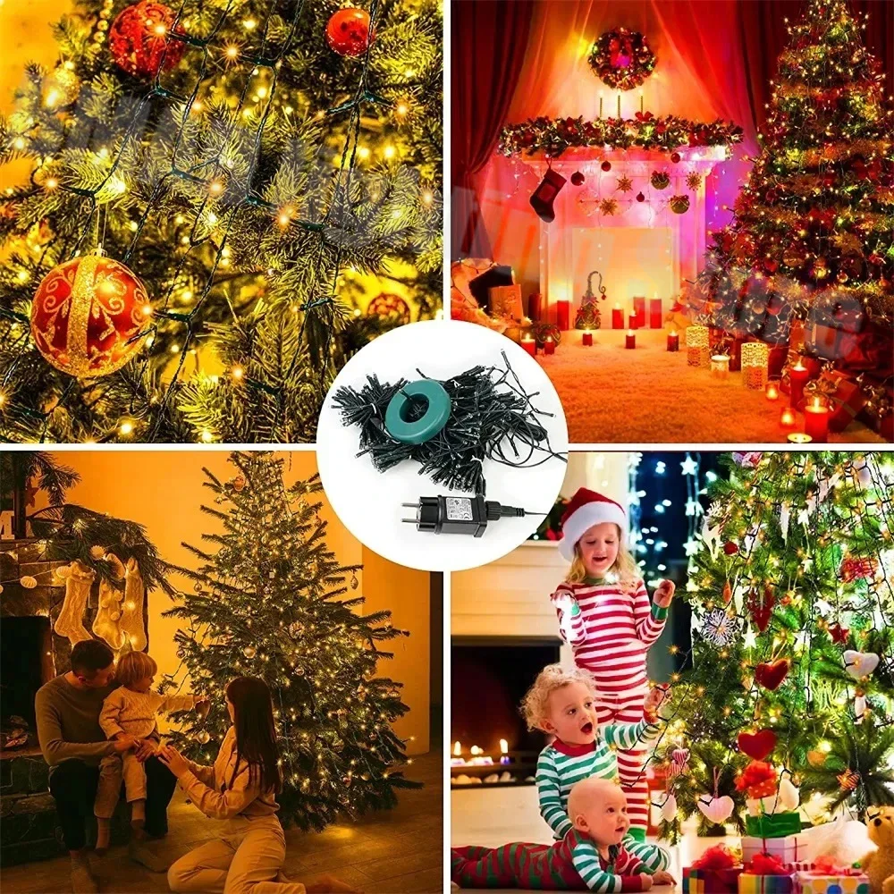 8 Modes Timer LED Christmas Tree Waterfall Lights with Star Topper Memory Twinkle Garden Holiday Lighting Christmas Decorations