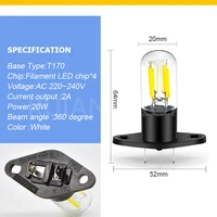 1PC T170 ménage AC220-250V 20W LED four à micro-ondes éclairage ampoule petit appareil ampoule pour four cuisinière réfrigérateur avec Base 6