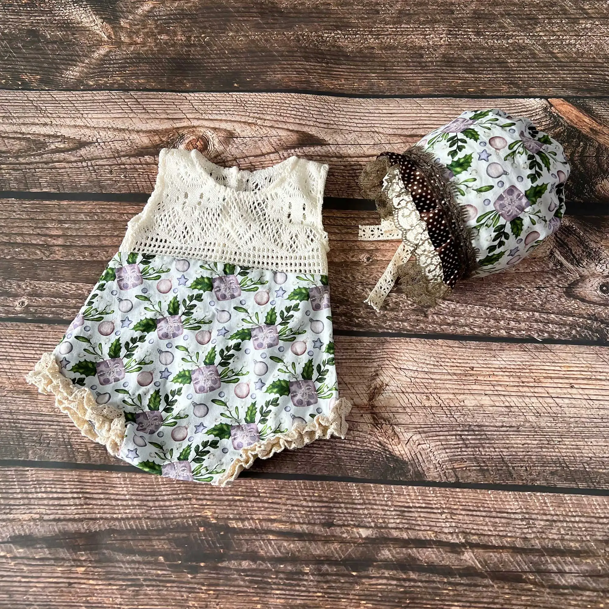 Sleeveless Floral - patterned Newborn Bodysuit Set Comfortable Clothes Celebration Birthday Party Girl Costume Photo Prop 2024