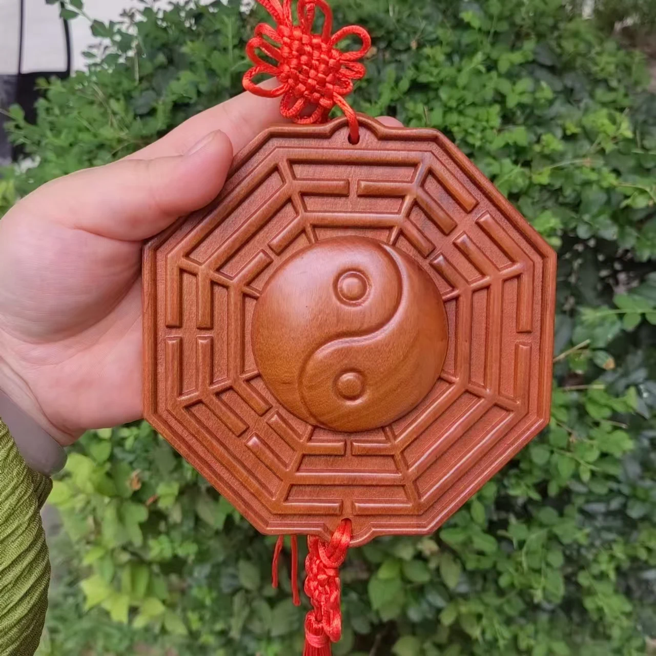 Feng Shui Peach Wood Bagua Mirror Family Absorb Blessings Protection Against Passive Negative Energy Ward Off Evil Spirits gift