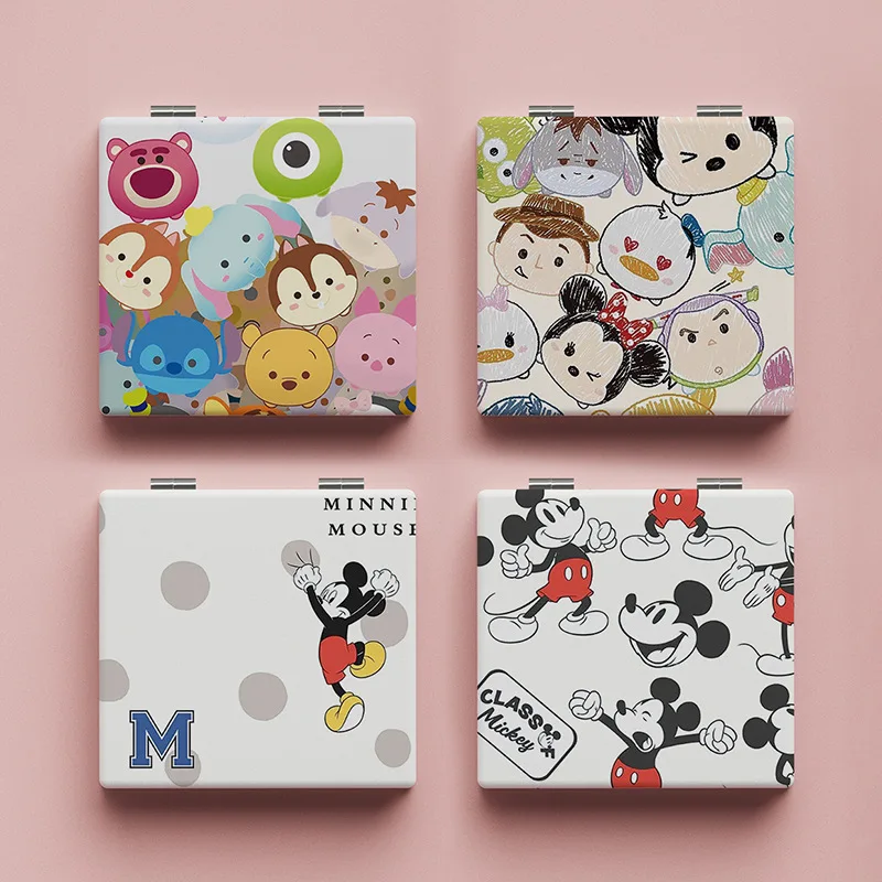 

Lotso Minnie Mous Makeup Mirror Kawaii Cartoon Mickey Mouse Portable Folding Mirror Creative Student Dormitory Desktop Mirror