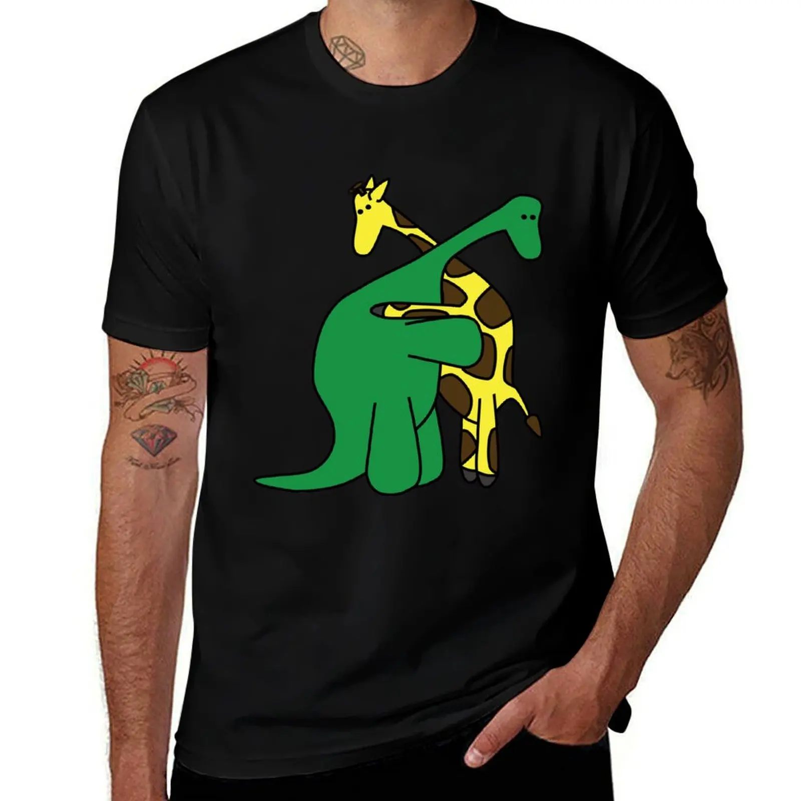 

Funny Good Boys Dinosaur Hugging a Giraffe Movie Fan Gift T-Shirt man t shirts for men casual anime t shirts oversize T-Shirt