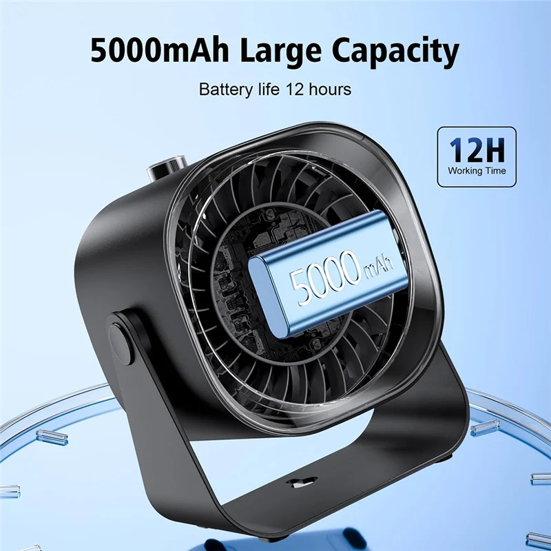 مروحة مكتب للأجزاء المنزلية، مروحة محمولة هادئة، مروحة توزيع هواء 5000 مللي أمبير في الساعة مع 100 سرعة 220 ° إمالة قابلة للتعديل، للمكتب والمنزل والسحب