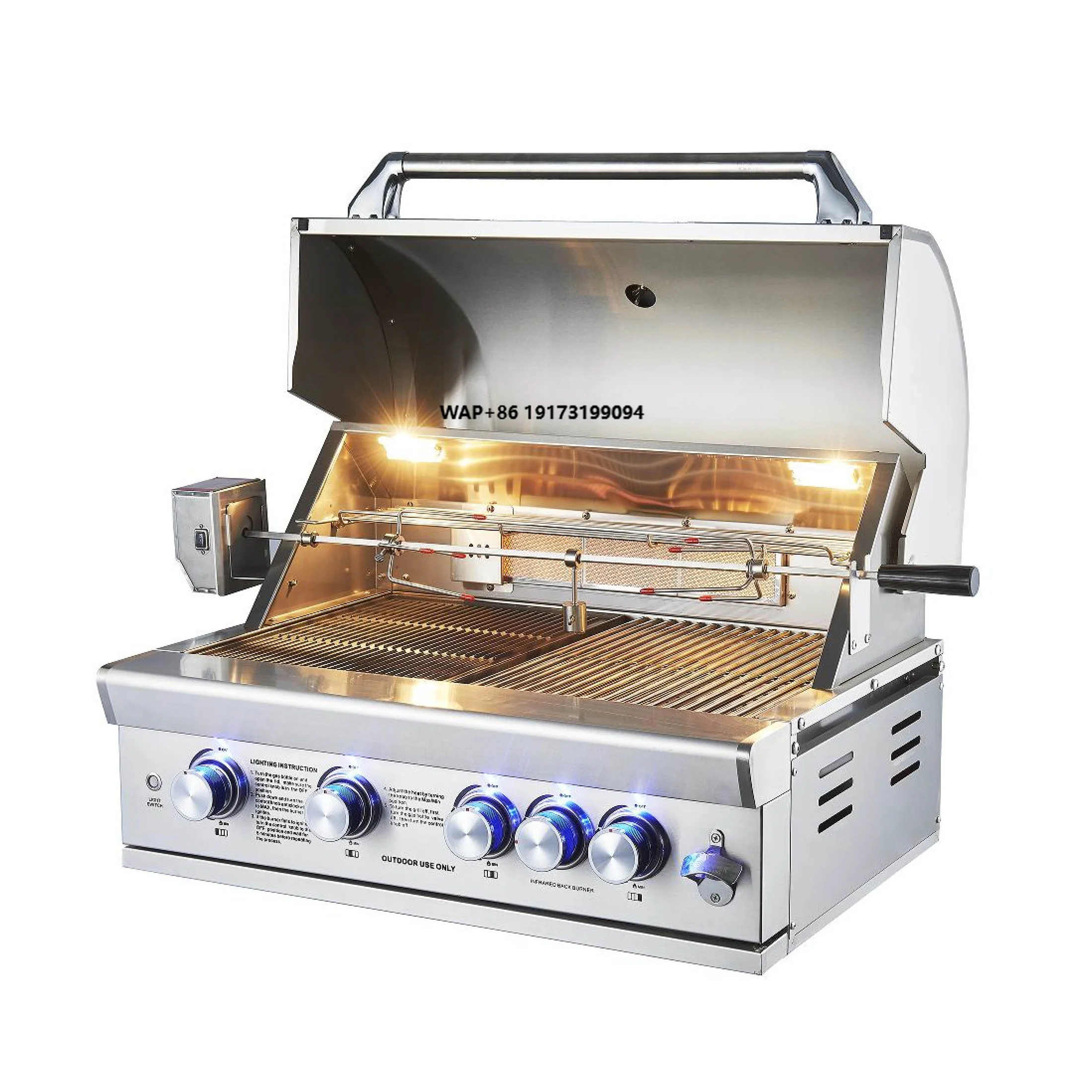 Best Seller Outdoor Gas BBQ Grill Stainless Steel Visible Window Charcoal Barbecue Outdoor Smoker