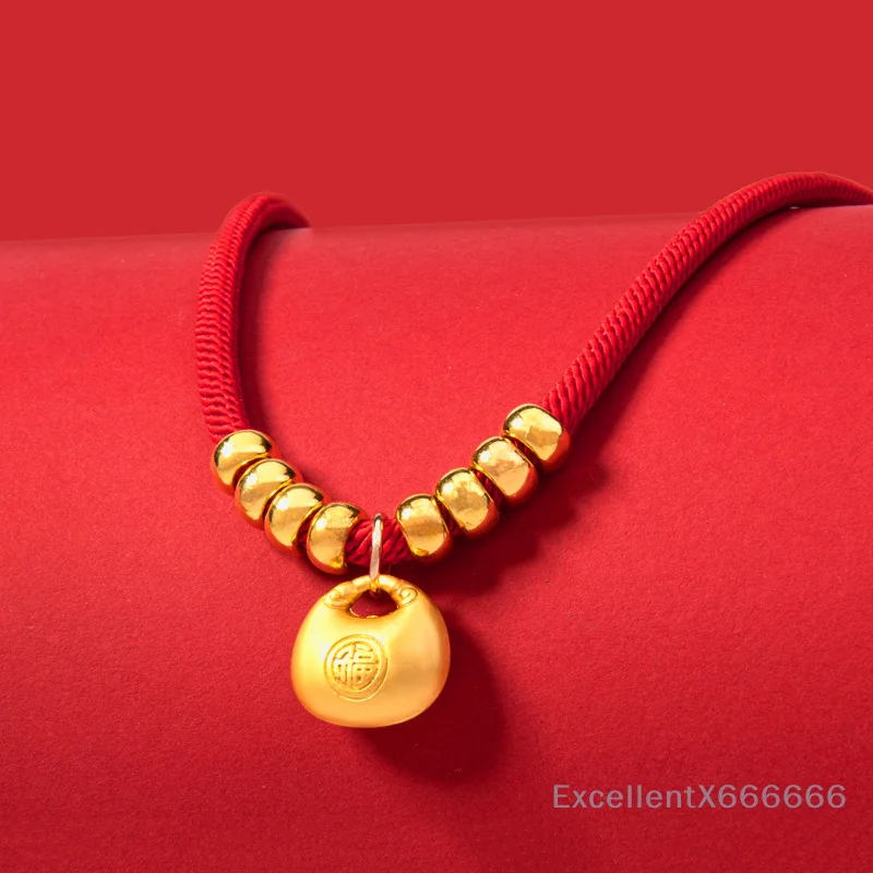 

New Year Adjustable Necklace Chinese Traditional Lucky Red Rope Collar Pet Collar Cat Fashion Longevity Golden Lock Collar Pet