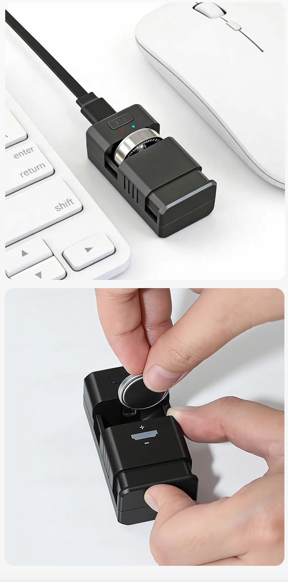 LIR Lithium-Knopfbatterie-Ladegerät Typ C, wiederaufladbar für LIR1620 2032 2477 2450, universelles Autoschlüssel-Fernbedienungsladegerät mit LED – Detail 9