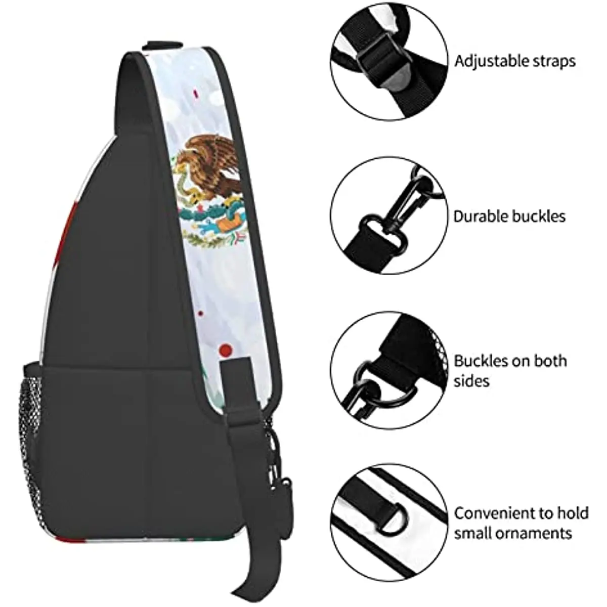 Mexico Vlag Borst Tassen Crossbody Sling Rugzak Reizen Daypack Crossbody Schoudertas Voor Dames Mannen Tieners Buiten