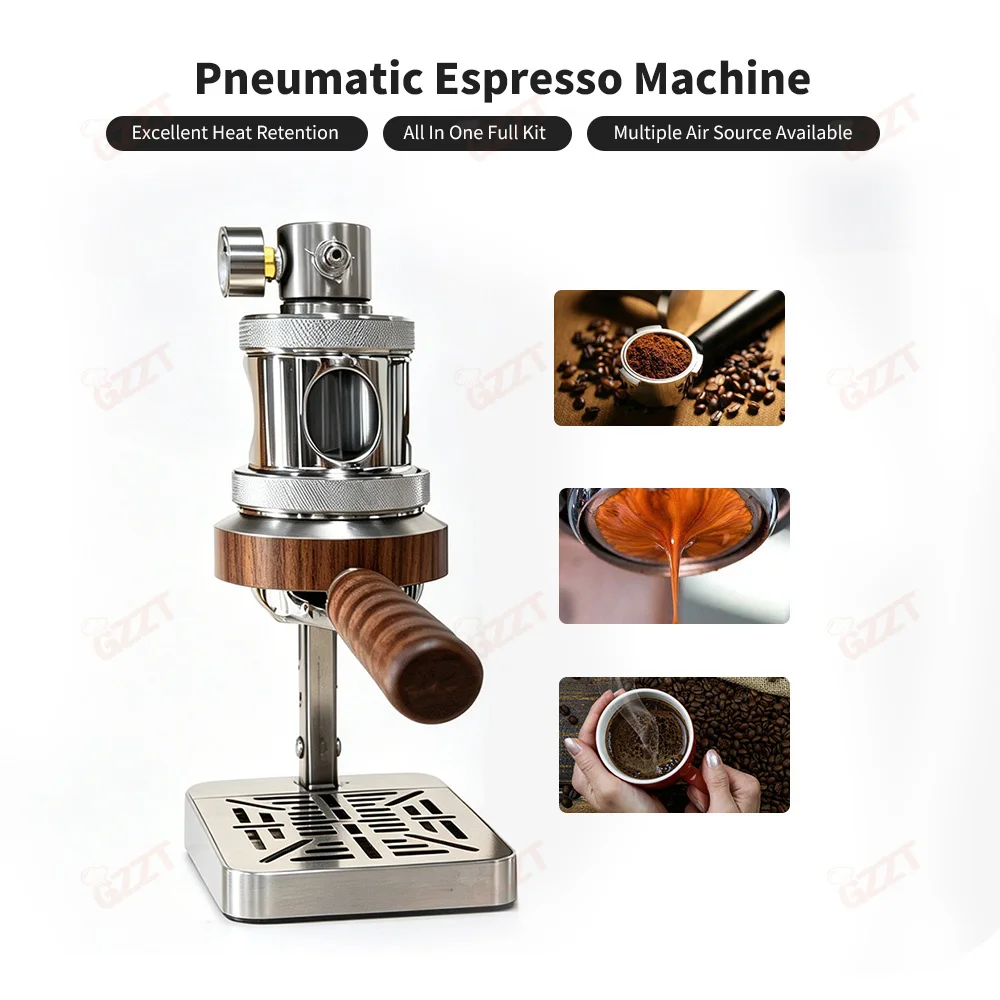 GZZT CMGSP1 Pneumatic Coffee Machine Outdoor Portable Coffee Maker with Pressure Display for 58mm Espresso Maker Outdoor Brewing