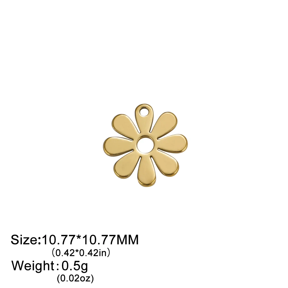 EUEAVAN 5pcs Flower Charms Stainless Steel Charm for Jewelry Making Tiny Minimal Small Pendant DIY Necklace Bracelet Gifts