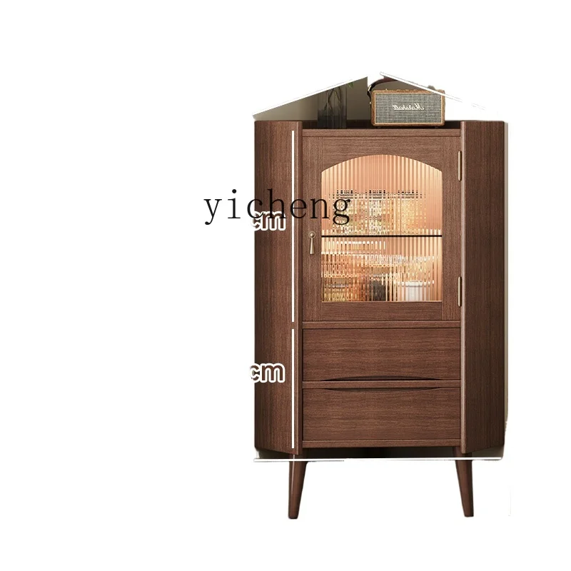 

TQH All Solid Wood Corner Cabinet Living Room Triangular Corner Tea and Dining Side Cabinet Storage Cabinet