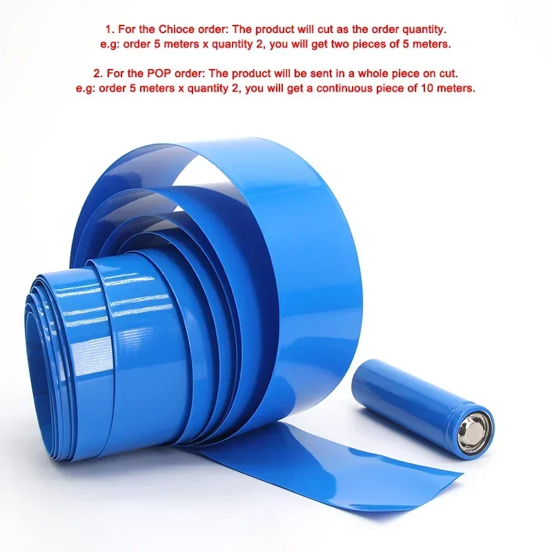 18650 PVC Heat Shrink Tube Battery Pack Blue Width 200mm~555mm Insulated Protection Film Wrap lithium Case Cable Sleeve